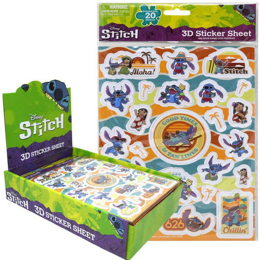 United Party-Stitch Raised Sticker Sheet-19041-Legacy Toys