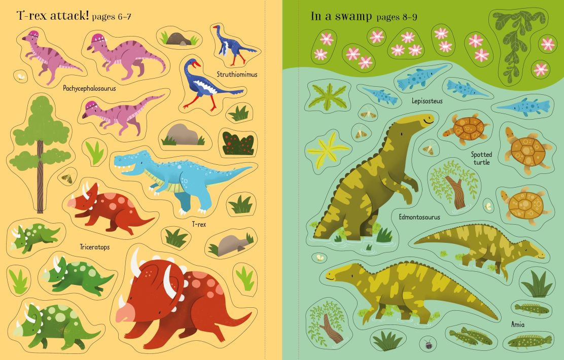 Usborne Books-First Sticker Book Dinosaurs-070085-Legacy Toys